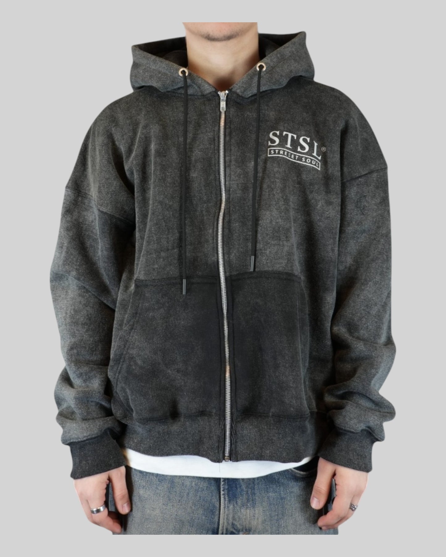Mikina na zip STSL® „Eternal Skull“ – sepraná černá