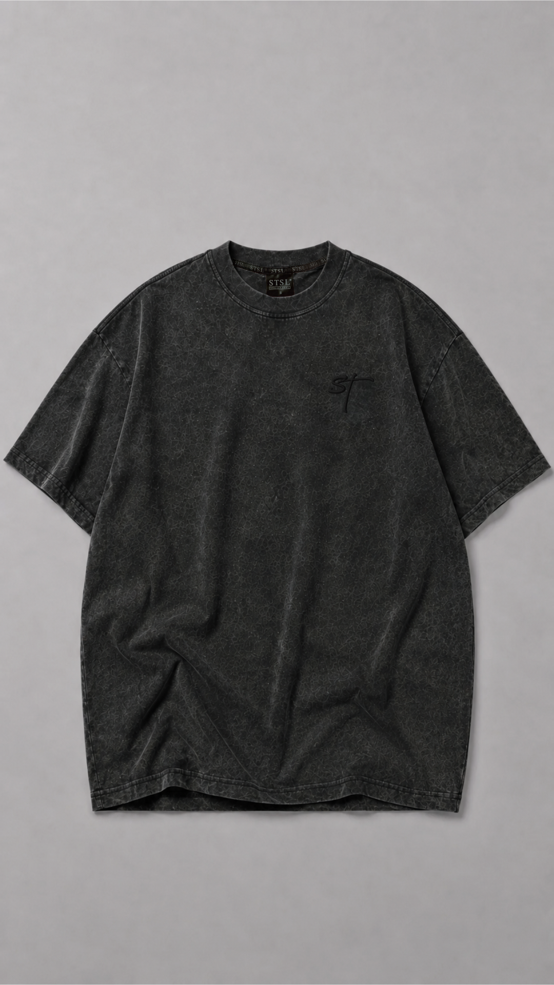 STSL® Heavy Oversize T-Shirt – G-Shirt Washed Black (220 GSM) - STSL