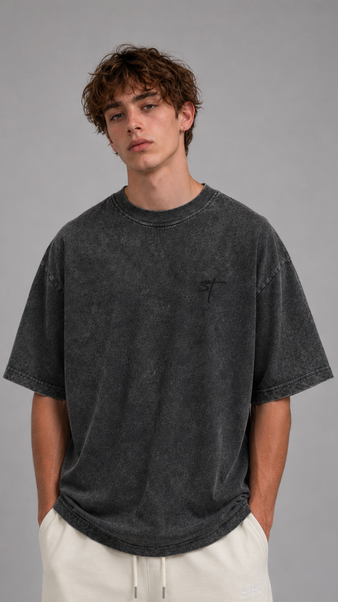 STSL® Heavy Oversize T-Shirt – G-Shirt Washed Black (220 GSM) - STSL