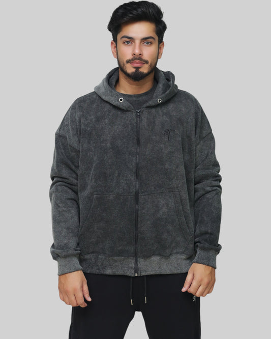 STSL Zip Hoodie – Washed Black