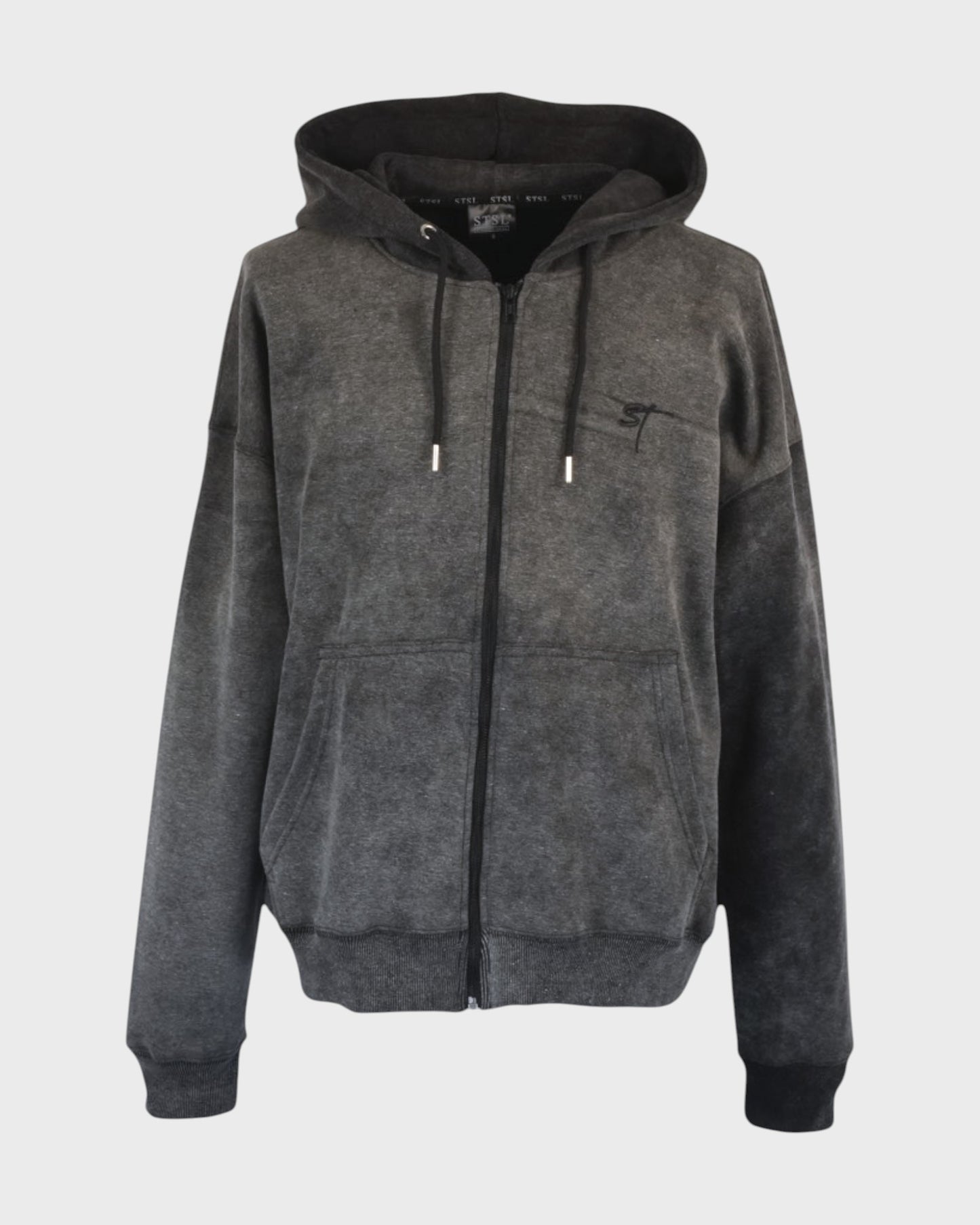 STSL Zip Hoodie – Washed Black