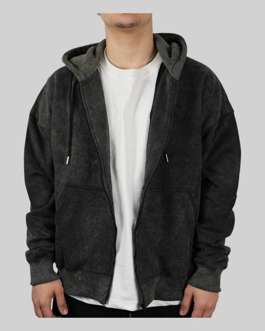 STSL Zip Hoodie – Washed Black