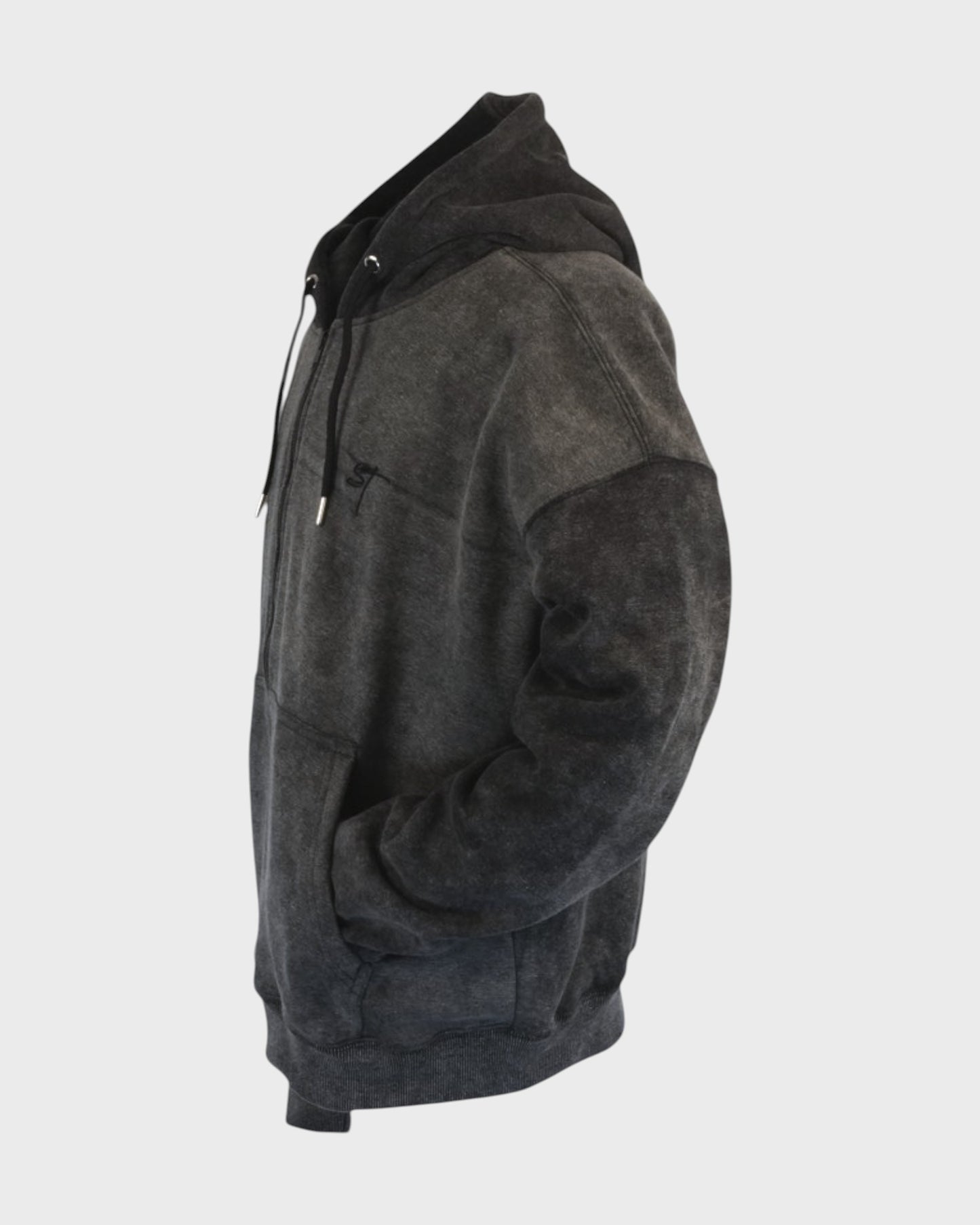 STSL Zip Hoodie – Washed Black
