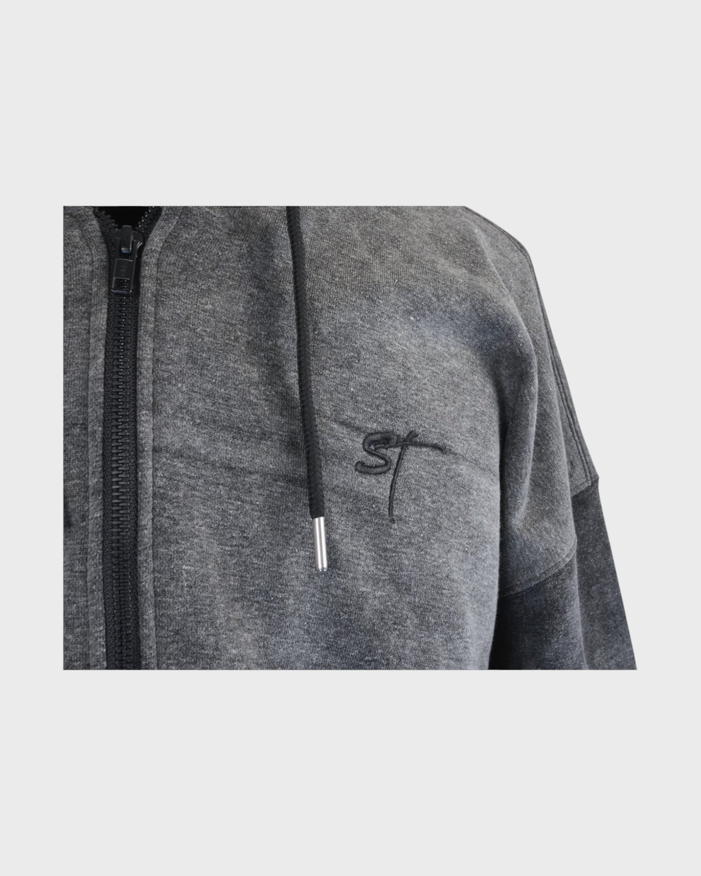 STSL Zip Hoodie – Washed Black