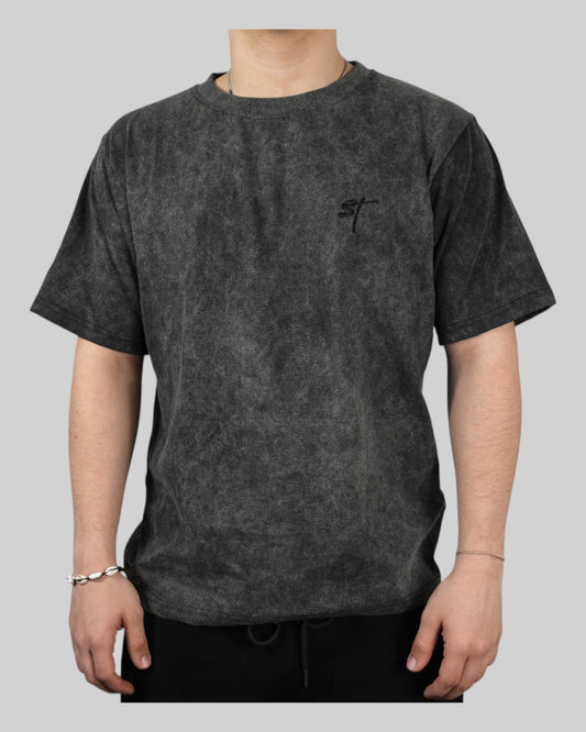 T-Shirt "Ash Basic" – Washed Black 220 GSM